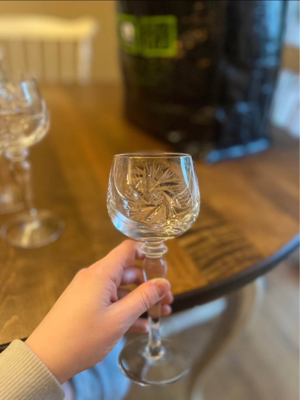 Set of 7 Balloon Pinwhweel Crystal Wine Glasses